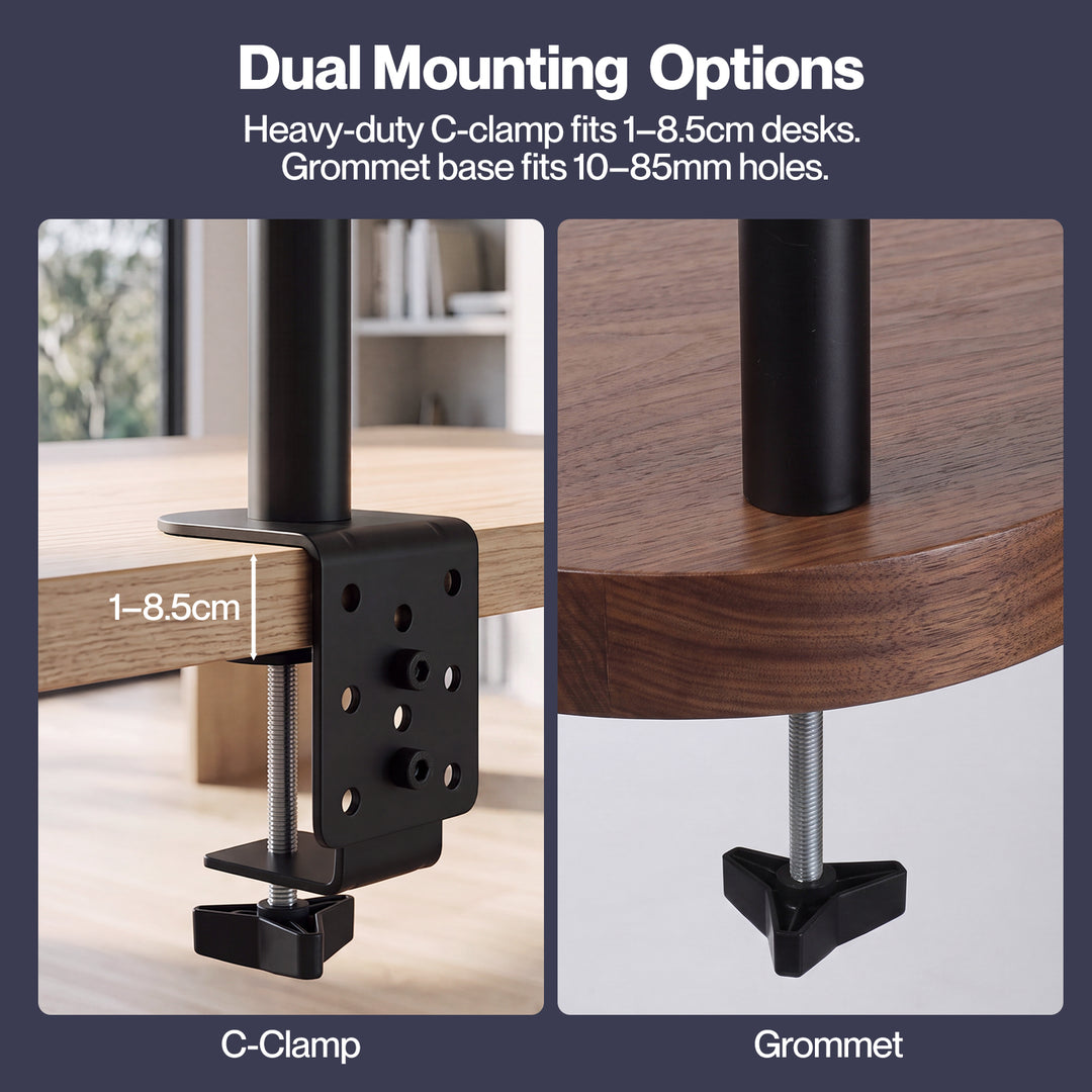 Dual Monitor Arm Adjustable Stand Mount For 13-34 Inch Office Black