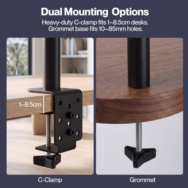 Dual Monitor Arm Adjustable Stand Mount For 13-34 Inch Office Black