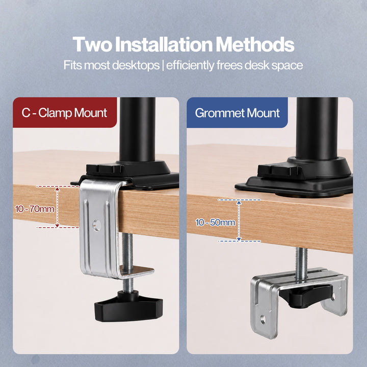 Single Monitor Arm Adjustable 2-Way Desk Mount Rotatable 13-32 inch Black