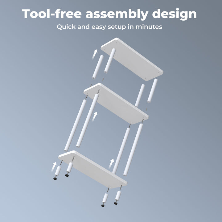 3‑Tier Side Table Bedside Table End Table Storage Shelf Compact White