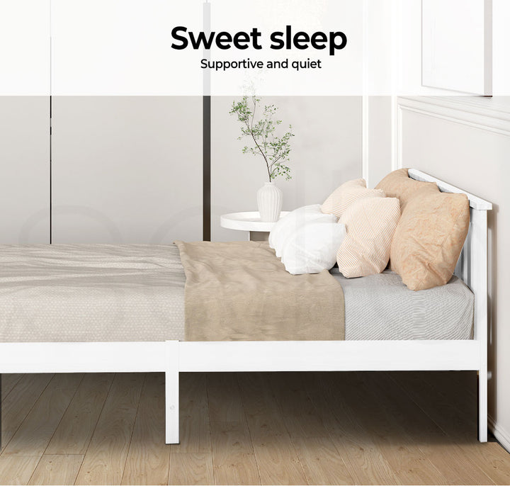 King Single Wooden Bed Frame Full White