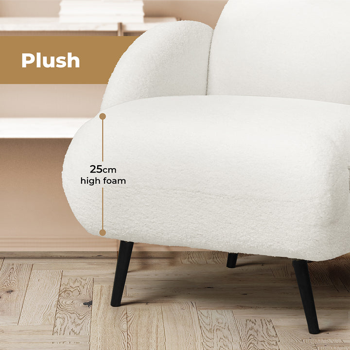 Levede Sofa Chair Fleece Upholstered Single White - Levede