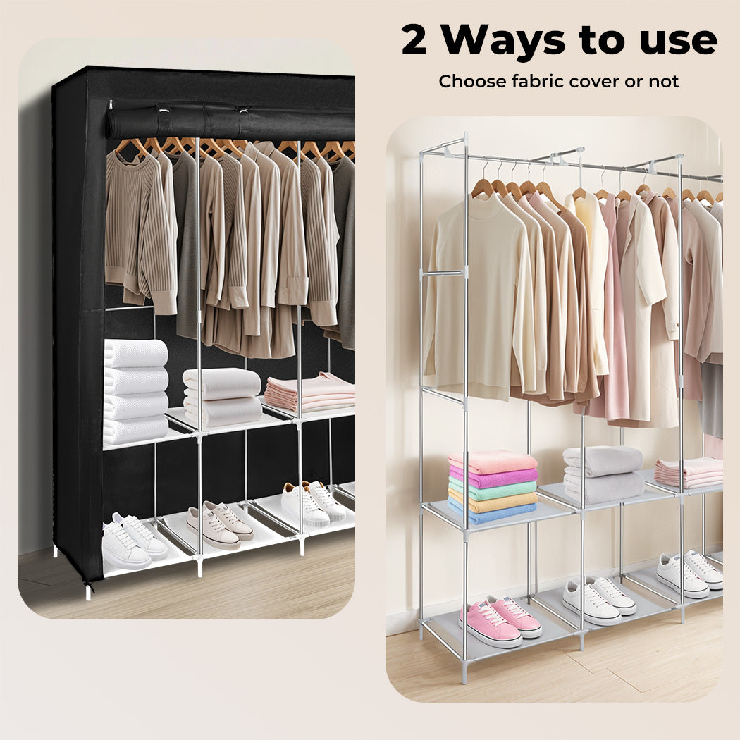 Levede Portable Closet Wardrobe Armoire Clothes Rack Storage Organiser w/Shelf - Levede