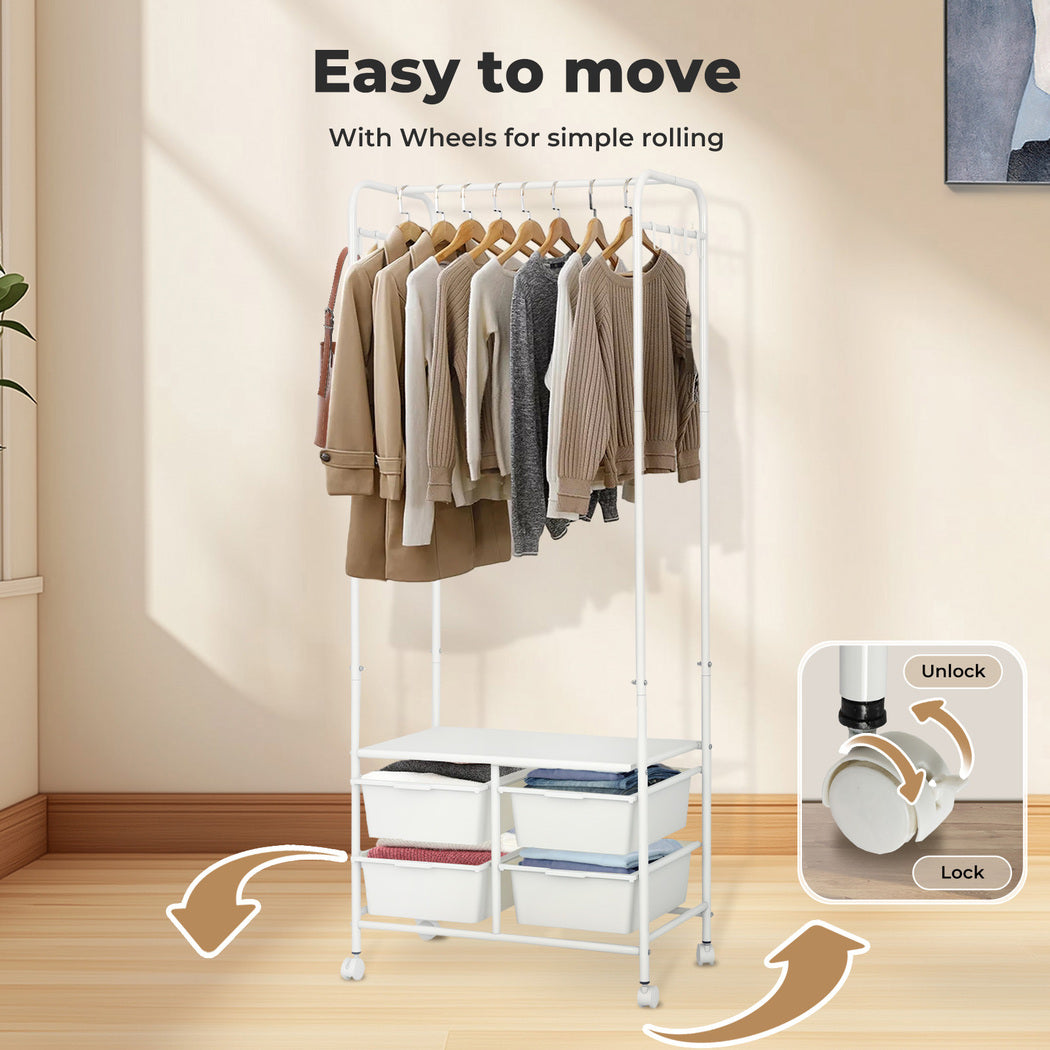 Levede Clothes Rack Stand Heavy Duty Steel Hanging Garment Organizer Coat Shelf - Levede