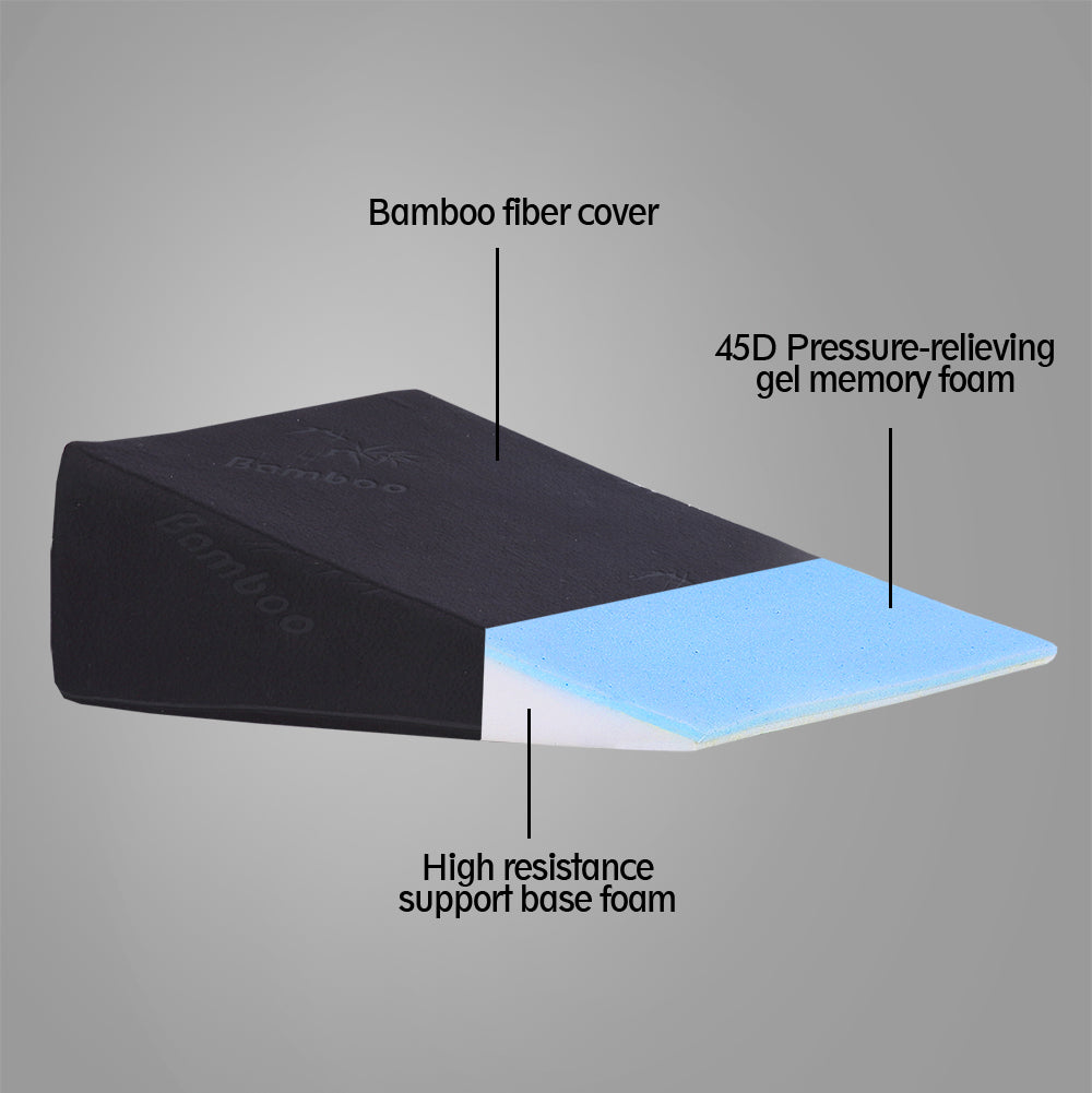 Cool Gel Memory Foam Bed Wedge Pillow with Cover Black - Levede