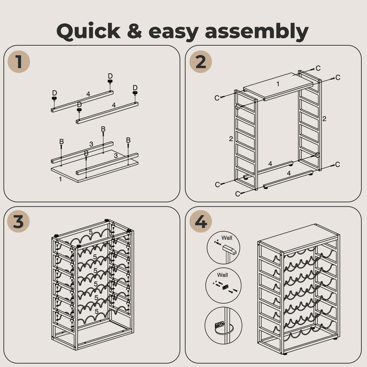 Wine Rack 30 Bottles Free Standing Floor Wooden Top 6 Tiers Wine Shelves