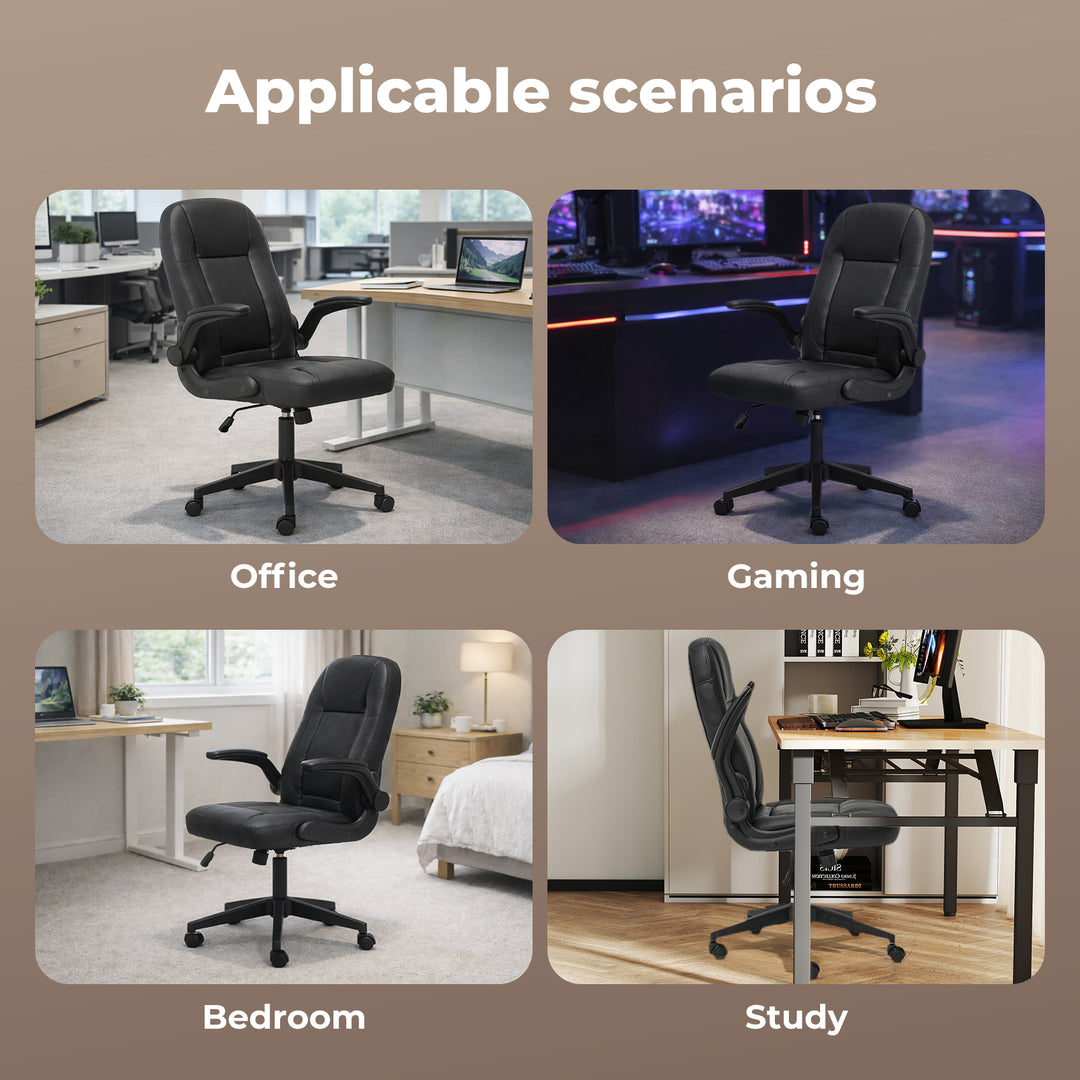 Executive Office Chair Adjustable Height Computer Work PU Leather Seat