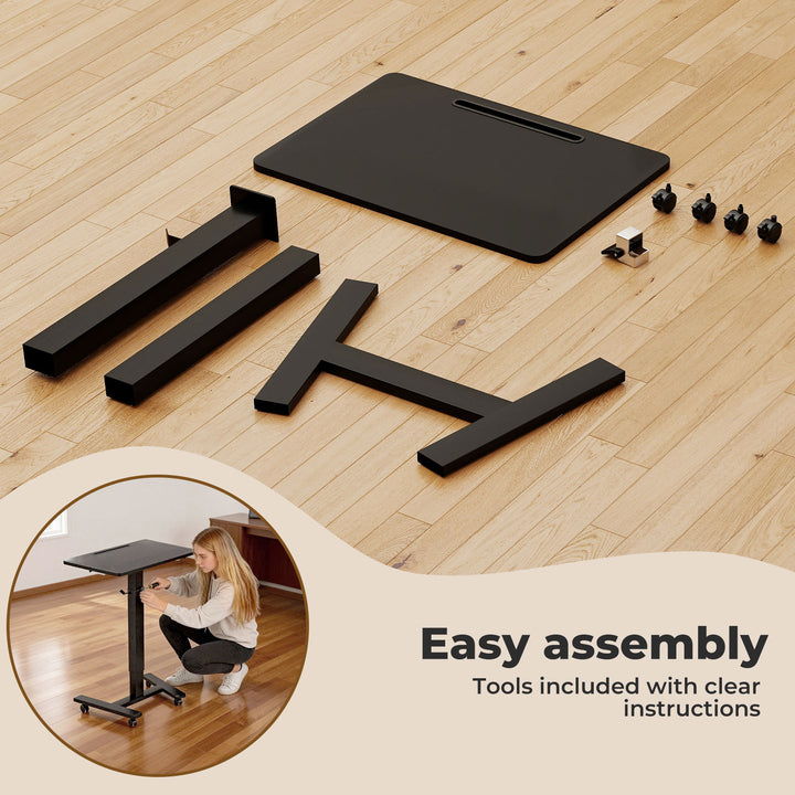 Mobile Standing Desk Adjustable Height Table Laptop Rolling Desk Wheels