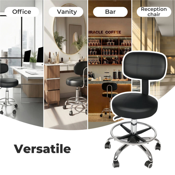 Swivel Office Chair Low Back Round Rolling Stools Height Adjustable
