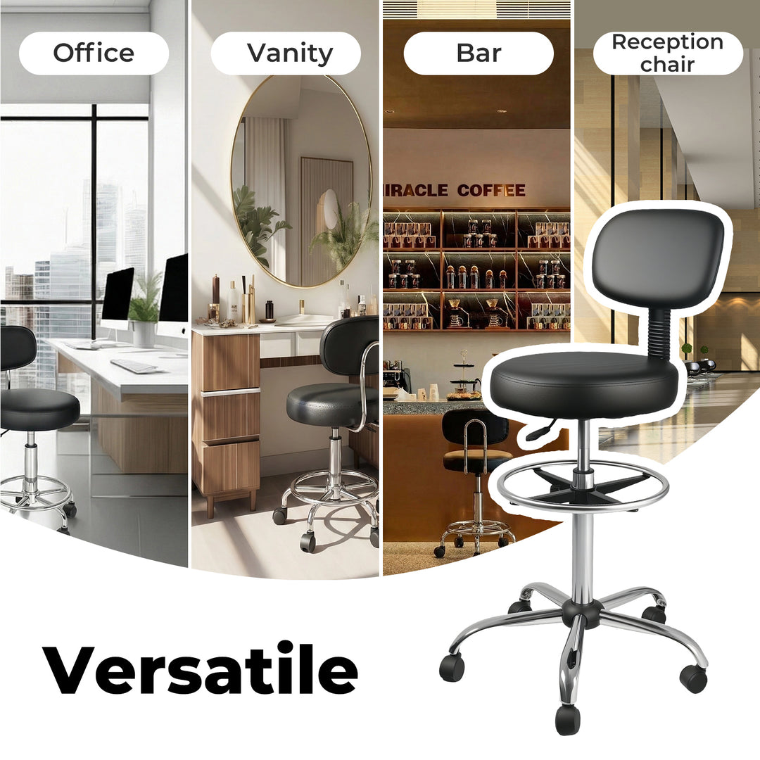 Swivel Office Chair Ergonomic Stool Height Adjustable Footrest Backrest
