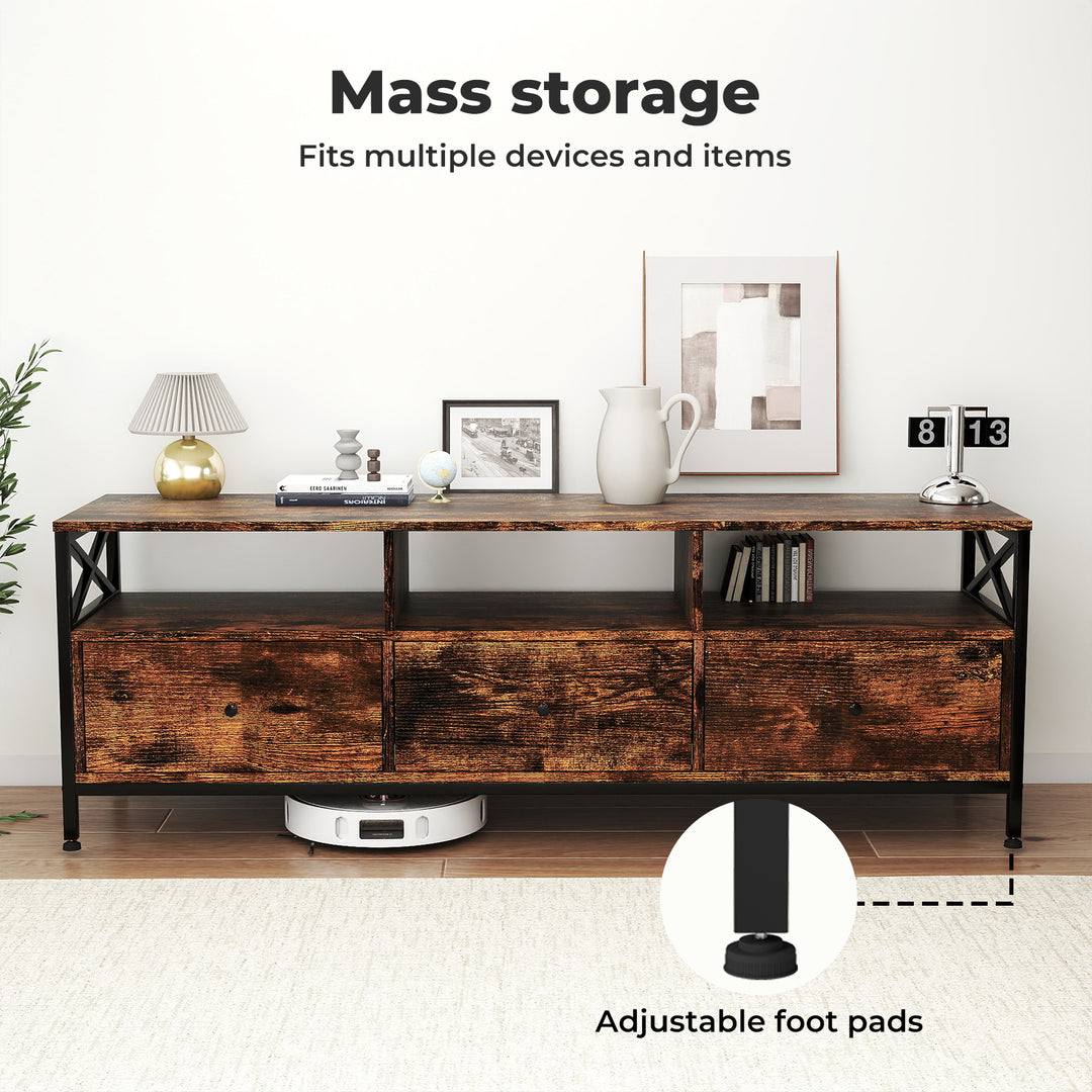 TV Stand Cabinet Entertainment Wood TV Unit 3 Drawers 3 Shelves 147cm