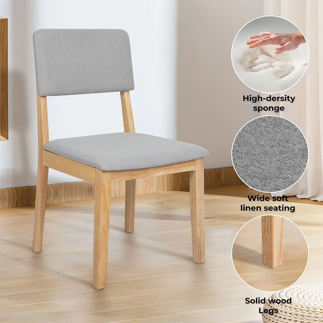 8x Dining Chair Solid Wood Lounge Seat Back Upholstered Linen Padded