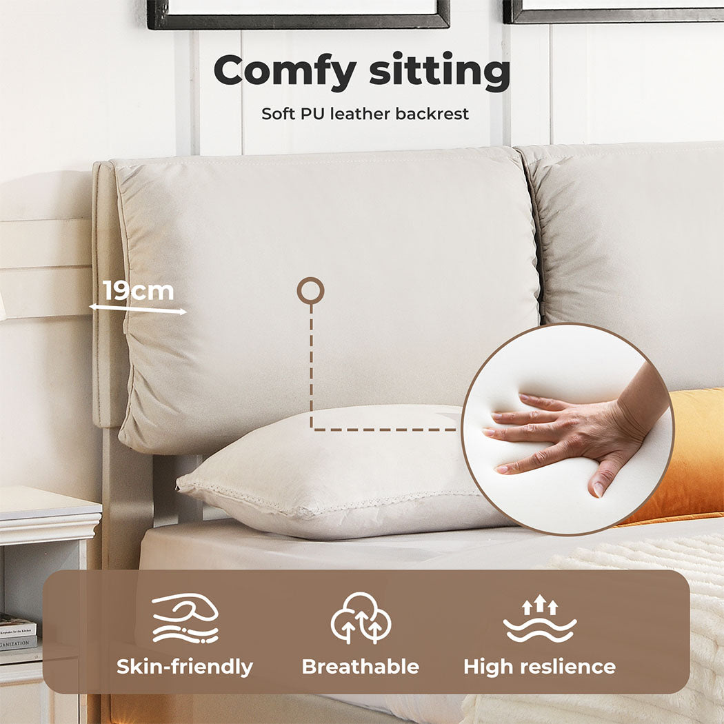 Floating Bed Frame With RGB LED Light Headboard Base Platform Double