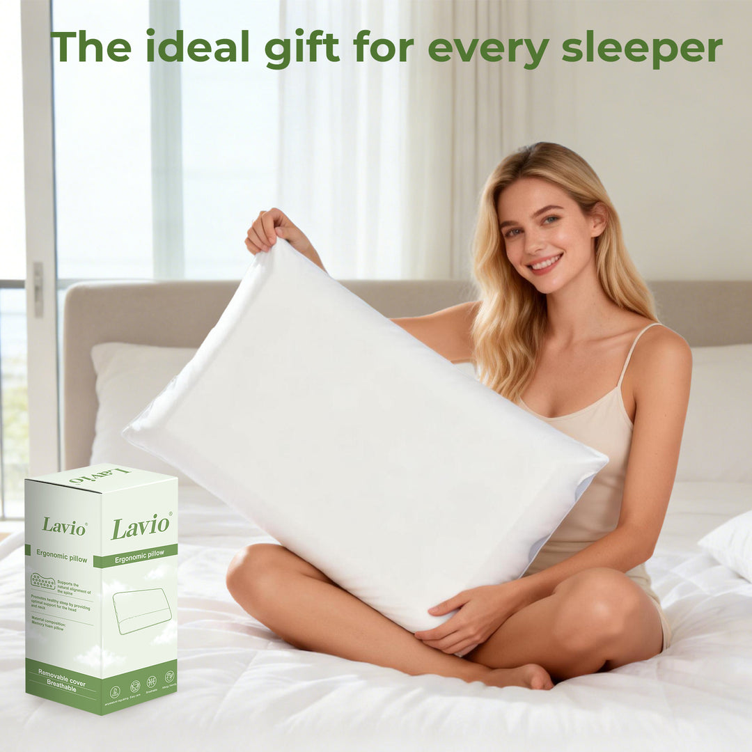 Memory Foam Pillow Double Sided Soft Pillowcase Neck Shoulder Support