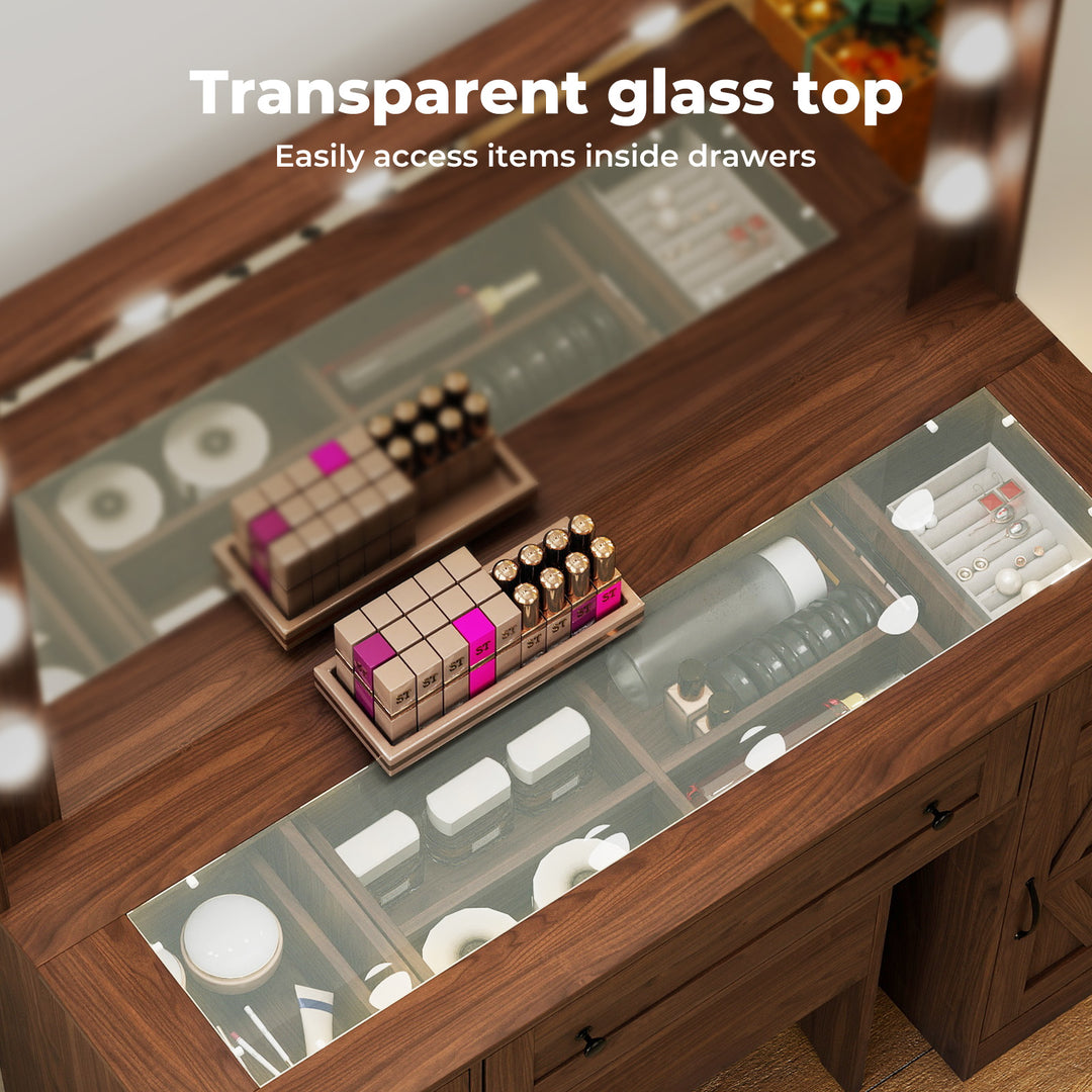 Dressing Table LED Makeup Mirror Stool Set  Vanity Desk Cabinet 3 Drawers