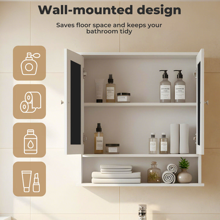 Bathroom Mirror Cabinet Storage Toilet Cupboard Wall Mounted Shelves