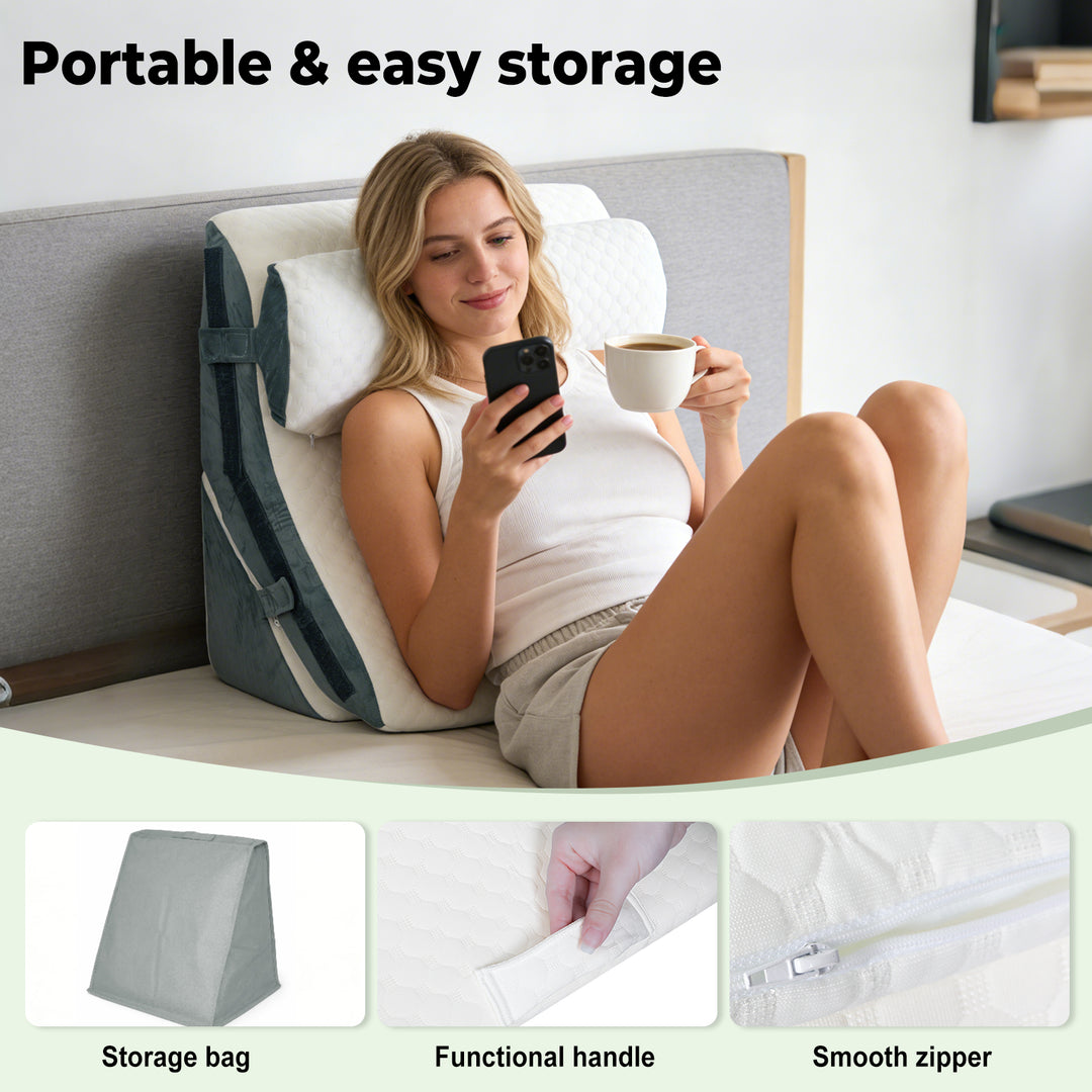 3-in-1 Orthopedic Bed Wedge Pillow Memory Foam Sleep Support Adjustable