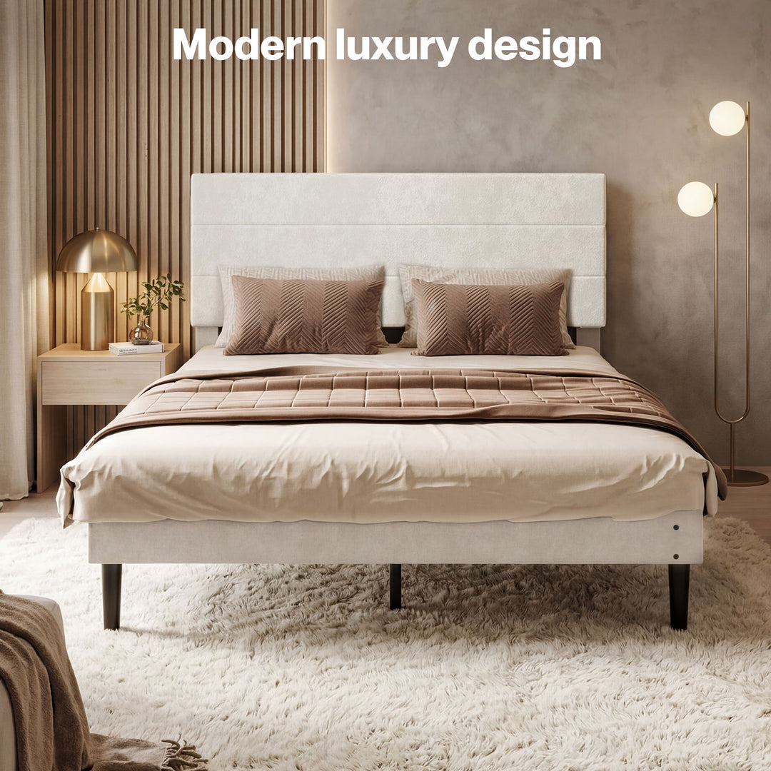 Bed Frame Upholstered Adjustable Headboard Mattress Base