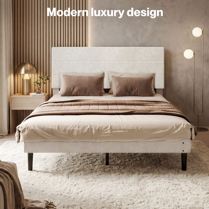 Bed Frame Upholstered Adjustable Headboard Mattress Base