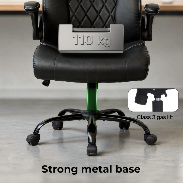 Executive Office Chair Footrest PU Leather Tilt Gaming Work Seat Black