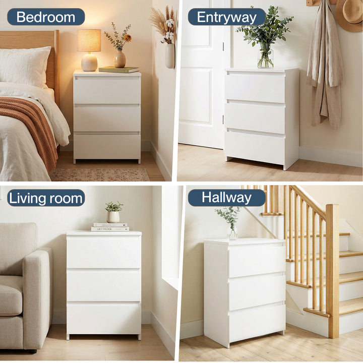 Bedside Table Side Table 3 Drawers Storage Nightstand Bedroom Cabinet