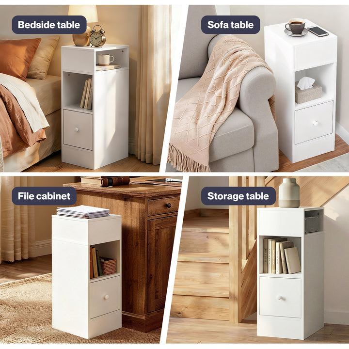 Slim Bedside Table Nightstand Side End Table Storage Bedroom Cabinet