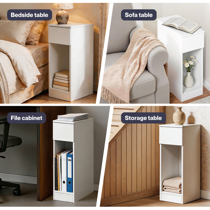 Slim Bedside Table Nightstand Side Table Storage Bedroom Narrow Cabinet
