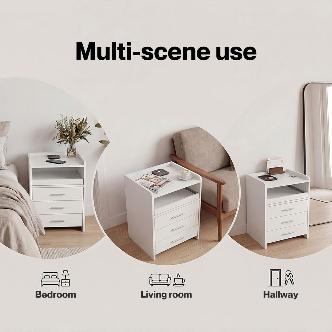 Smart Bedside Table USB Wireless Charging Motion Sensor Light Nightstand