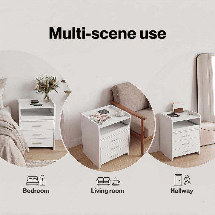 Smart Bedside Table USB Wireless Charging Motion Sensor Light Nightstand