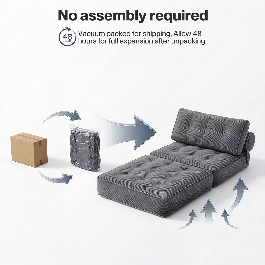 Convertible Sofa Bed Foldable Single Sleeper Bed Compact Living Room Grey