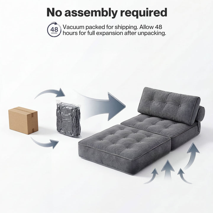 Convertible Sofa Bed Foldable Single Sleeper Bed Compact Living Room Grey