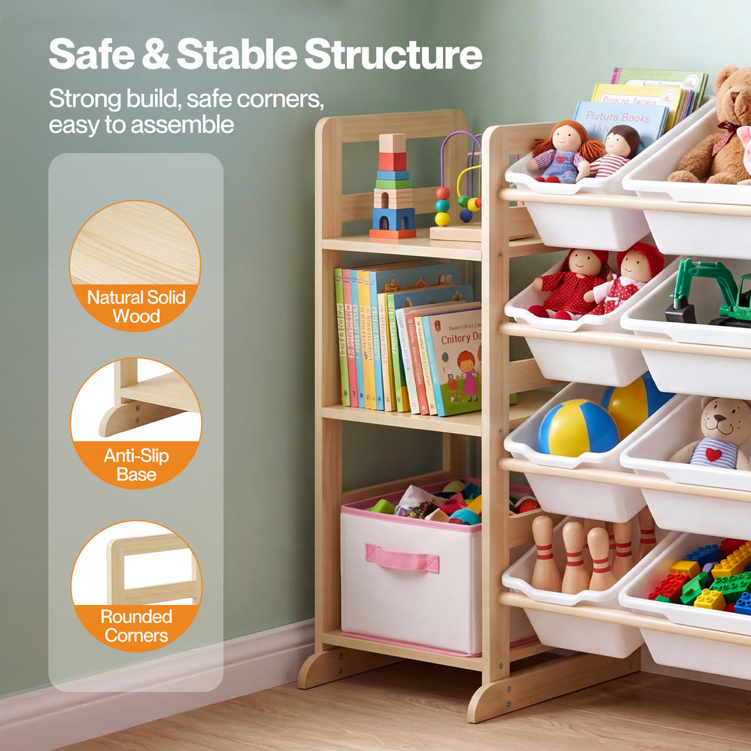 Kids Toy Box Organiser 12 Bins 6 Shelves Display Storage Rack Playroom