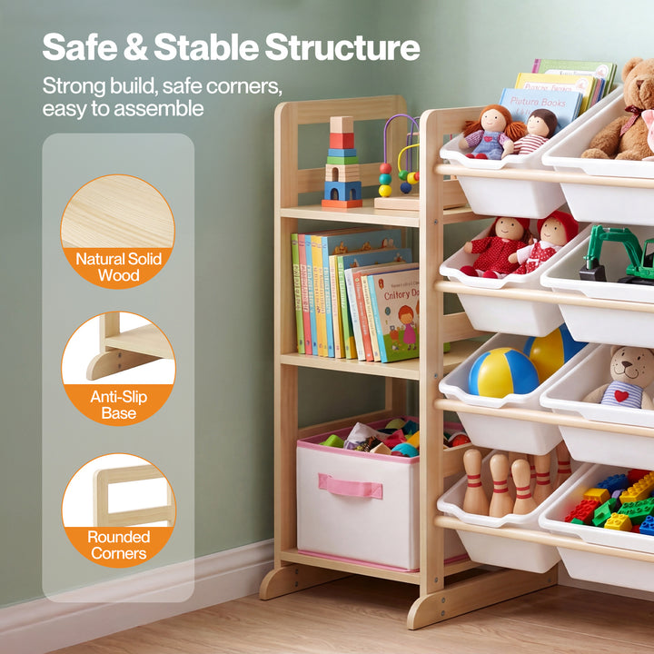 Kids Toy Box Organiser 12 Bins 6 Shelves Display Storage Rack Playroom