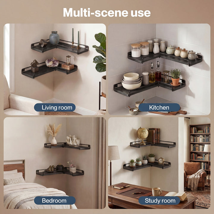 Floating Shelves 2Pcs DIY Corner Wall Shelf Storage Display Rack Bedroom