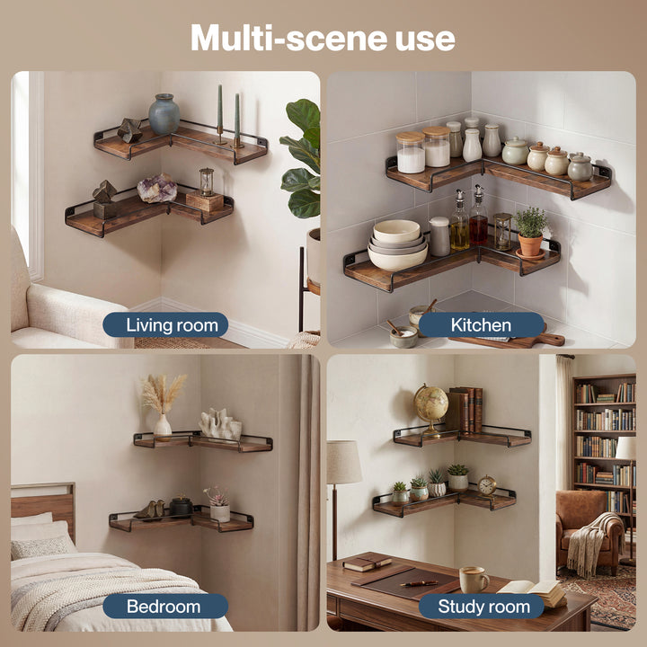 Floating Shelf DIY Corner Wall Shelf 2Pcs Storage Display Rack Bedroom