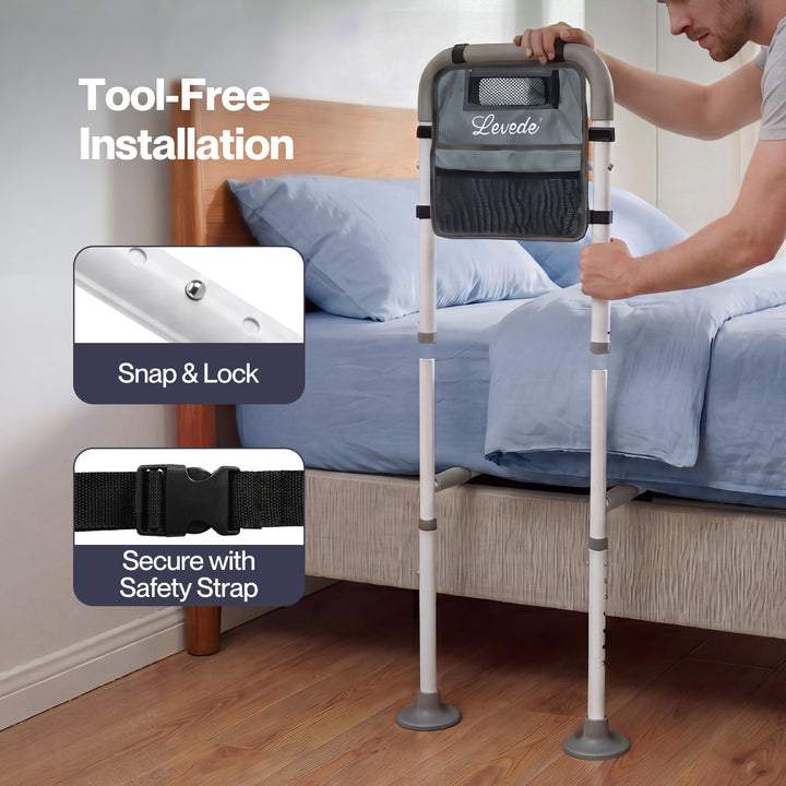 Bed Rail Elderly Adjustable Safety Handle Bed Assist Motion Sensor Light