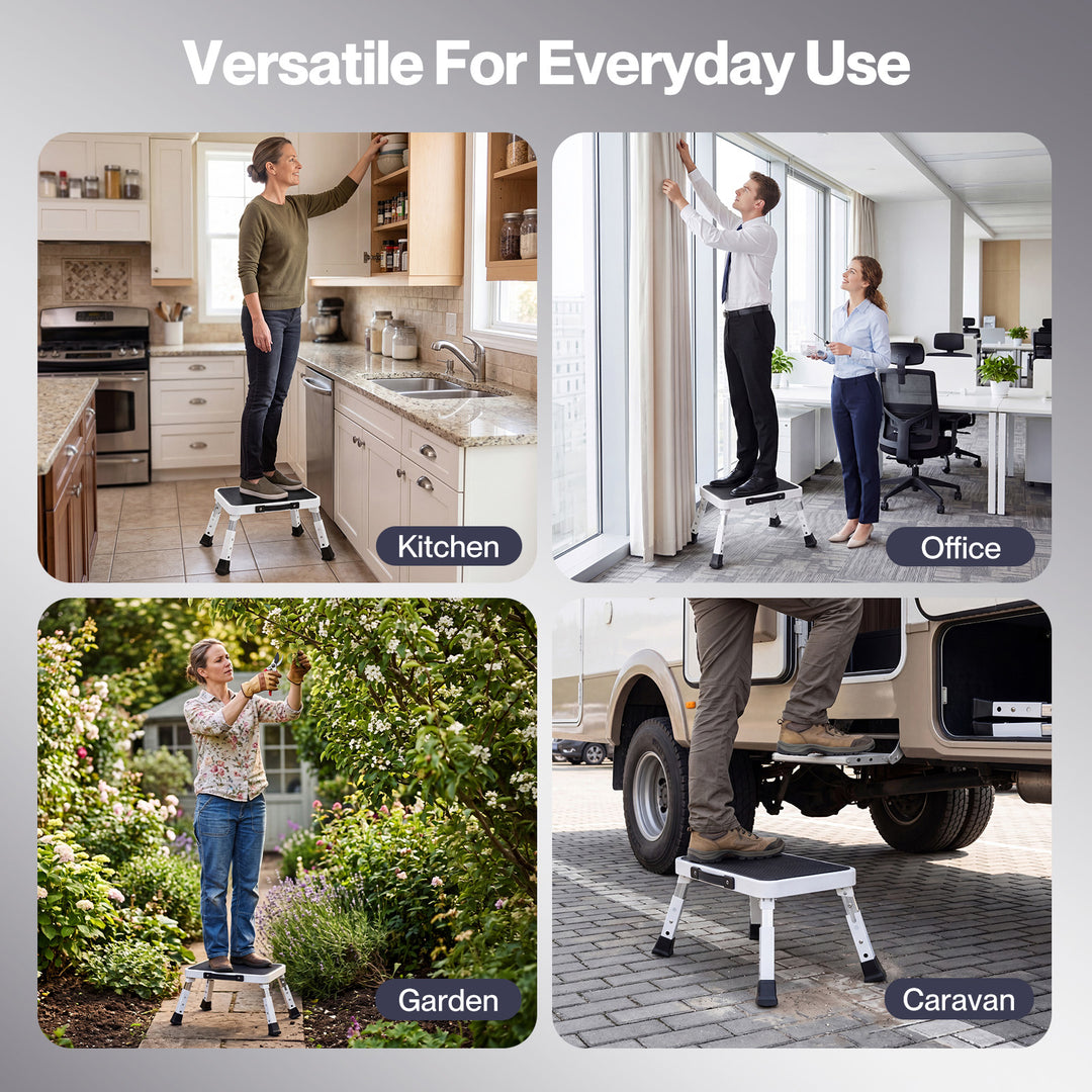 Folding Aluminium Step Stool 150kg 3 Height Adjustable Portable Multi-Use