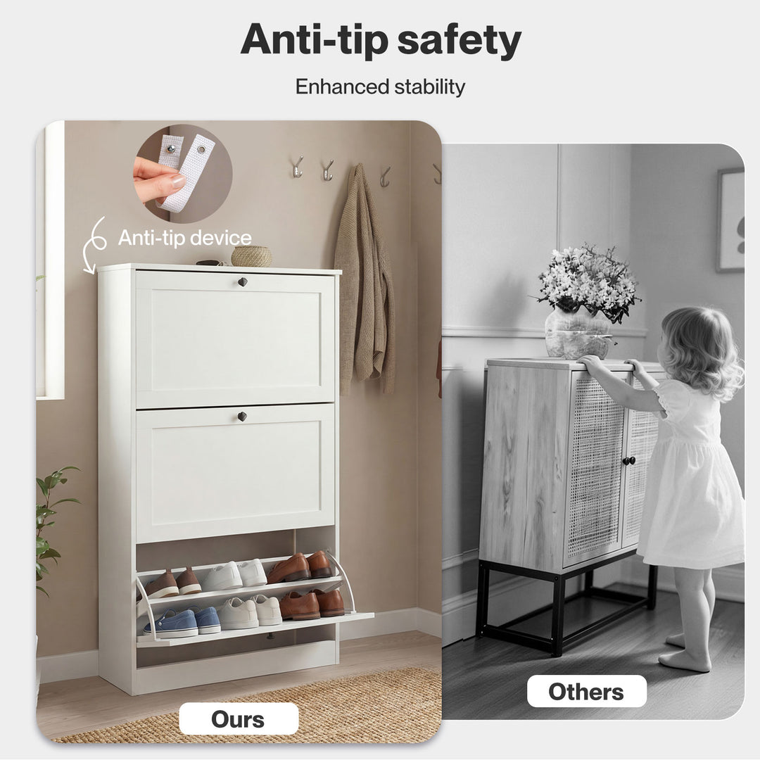 Shoe Cabinet 3 Flip Drawers Adjustable Shelf Shoe Organiser Storage Rack