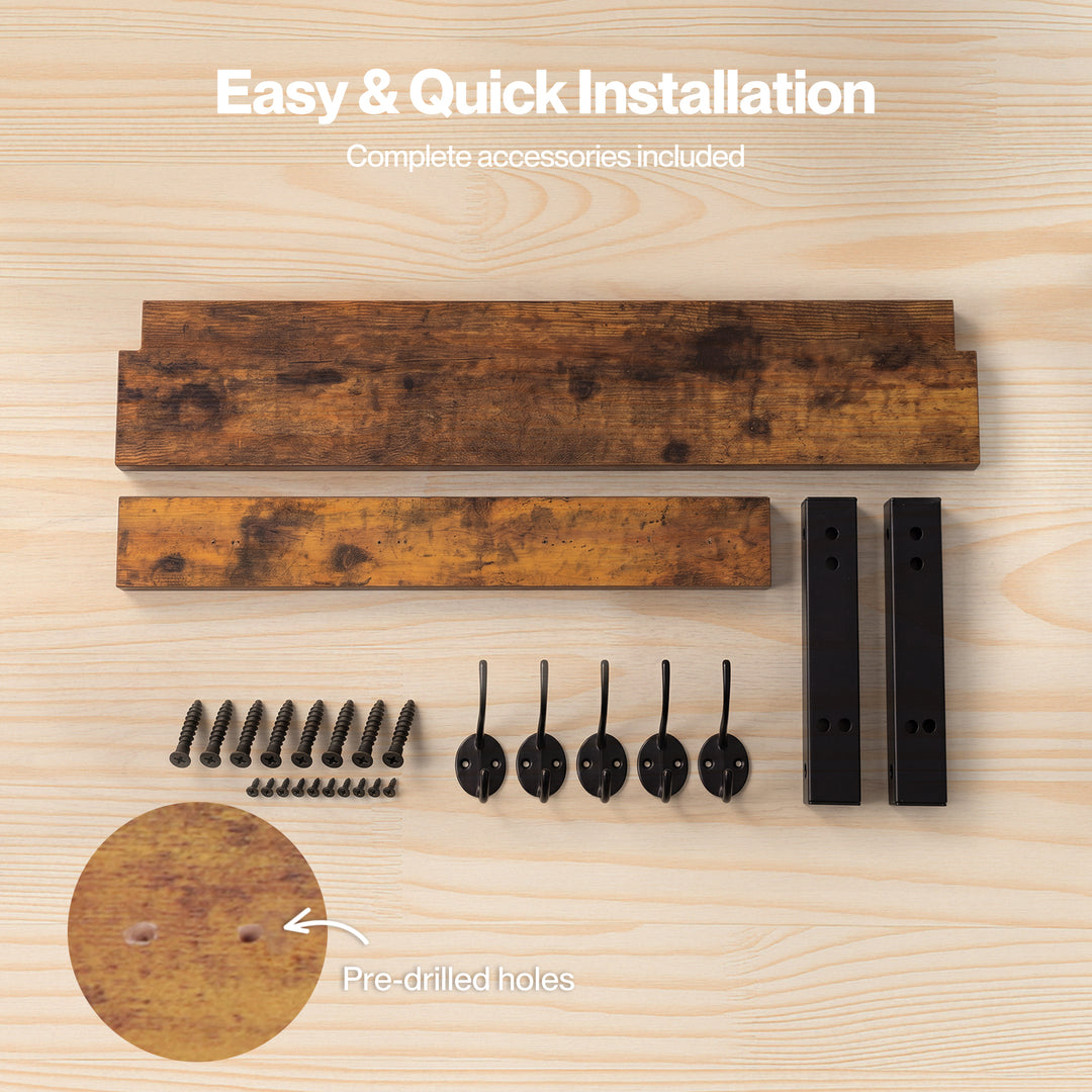 Coat Rack Shelf Wall Mounted Entryway Double Hook Wall Floating Hat Rack