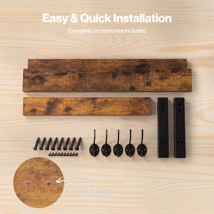 Coat Rack Shelf Wall Mounted Entryway Double Hook Wall Floating Hat Rack