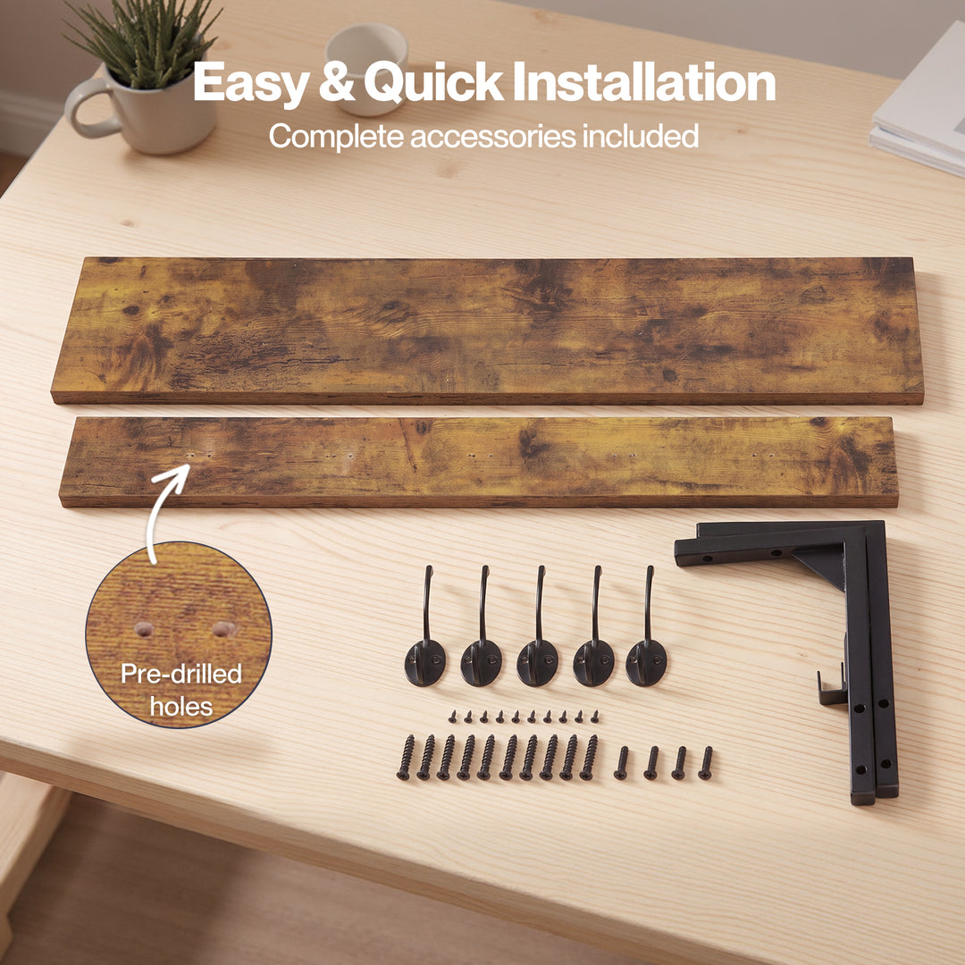 Coat Rack Shelf Wall Mounted 7 Hooks Wall Floating Hat Rack Living Room