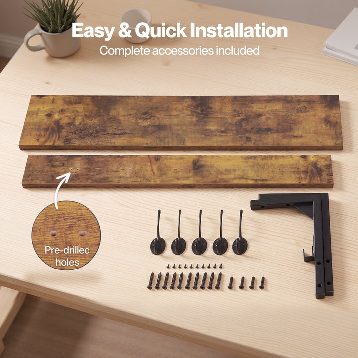 Coat Rack Shelf Wall Mounted 7 Hooks Wall Floating Hat Rack Living Room