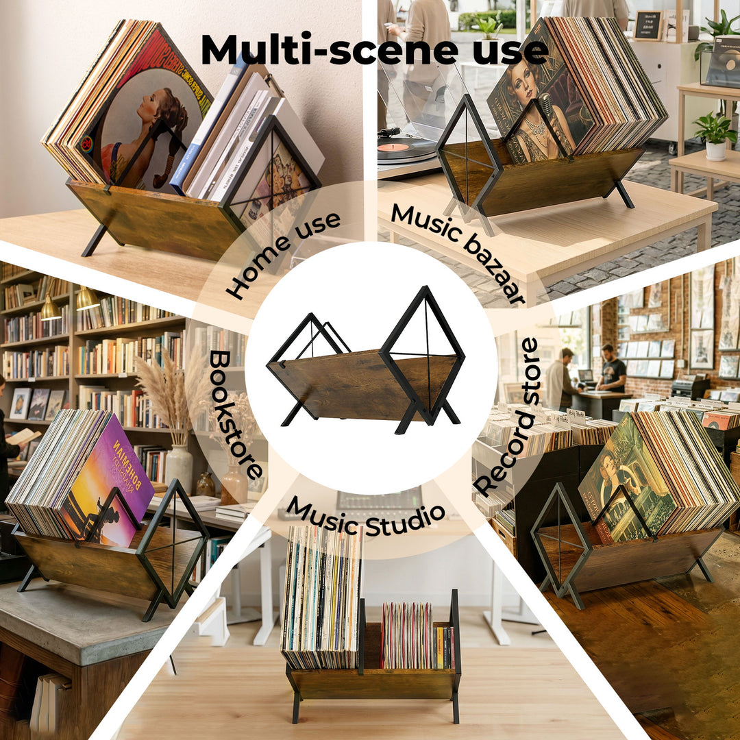 Vinyl Record Storage Rack Display Shelf LP Album Books Holder Adjustable