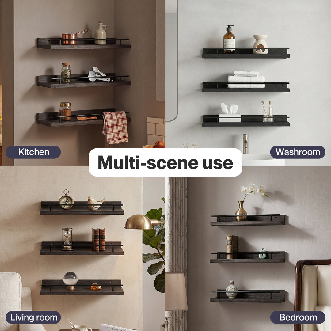 Floating Wall Shelves  3 Pcs Wall Mounted Storage Display Rack Bedroom