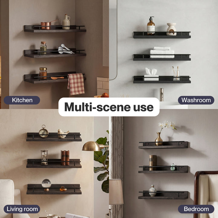 Floating Wall Shelves  3 Pcs Wall Mounted Storage Display Rack Bedroom