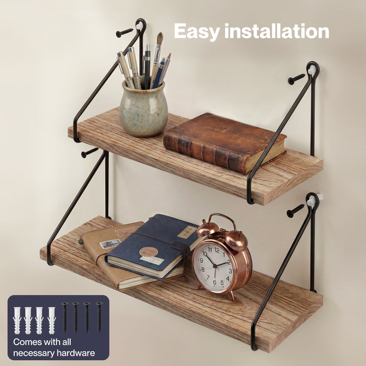 Floating Wall Mounted Shelves Rustic 2Pcs Storage Display Bedroom Kitchen