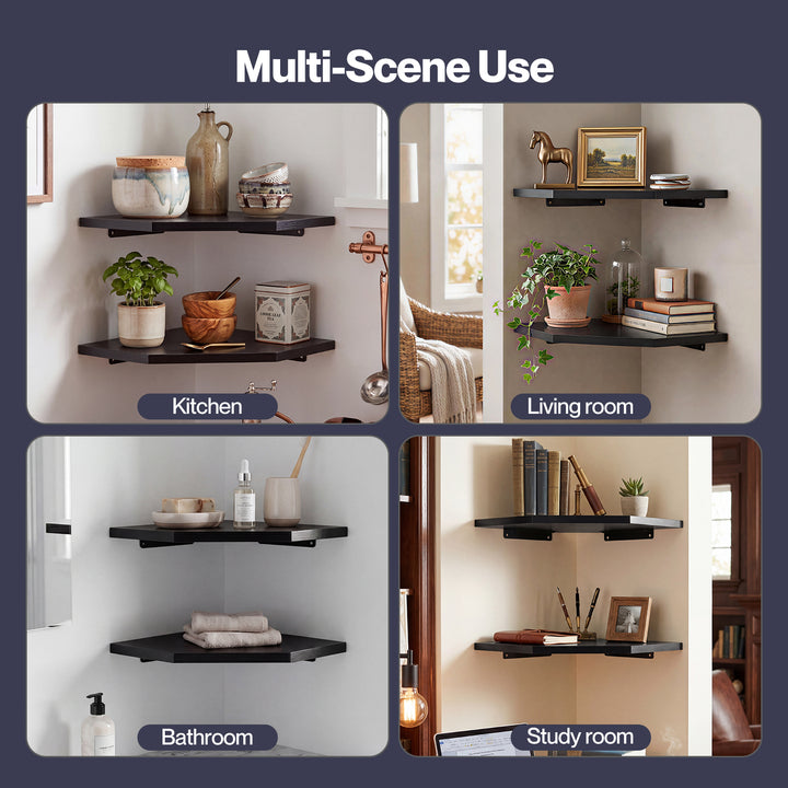 Corner Shelves 2 Pcs Wall Mounted Storage Display Rack Adjustable Bedroom