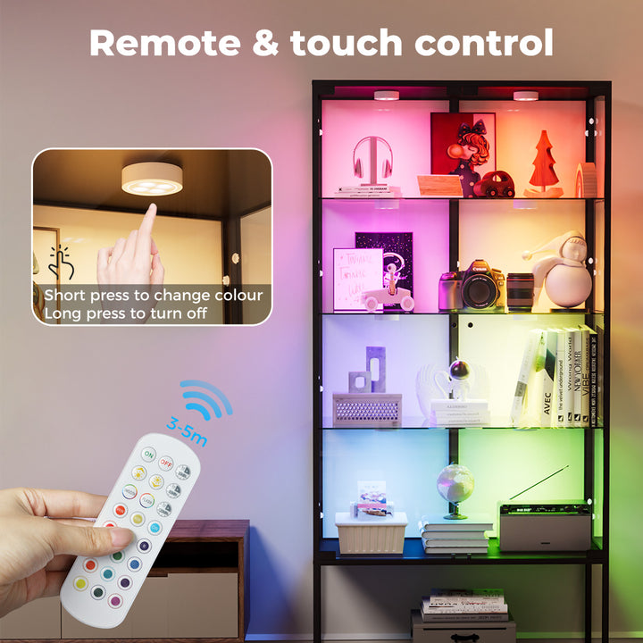 Tempered Glass LED Display Cabinet Steel Collections With RGB Light