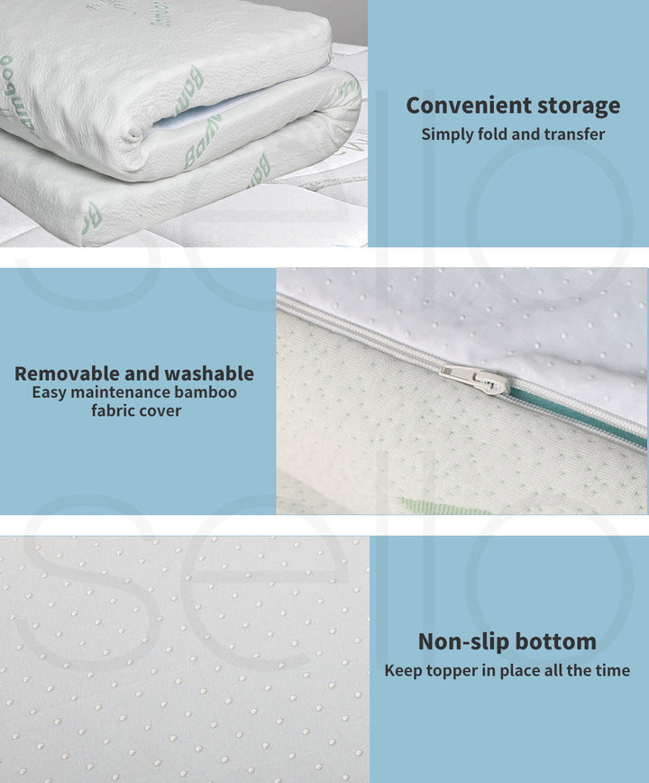 Dreamz 7-Zone Cool Gel Mattress Topper and Memory Foam - Levede