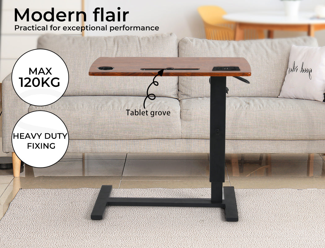 Levede Mobile Standing Desk Foldable Brown Fold - Levede